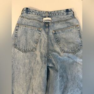 Ganni washed indigo high rise button fly jeans